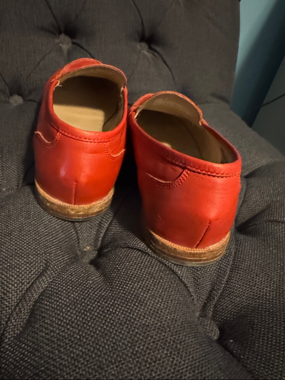J. Crew Red Leather Women's Penny Loafers - Picture 4 of 4